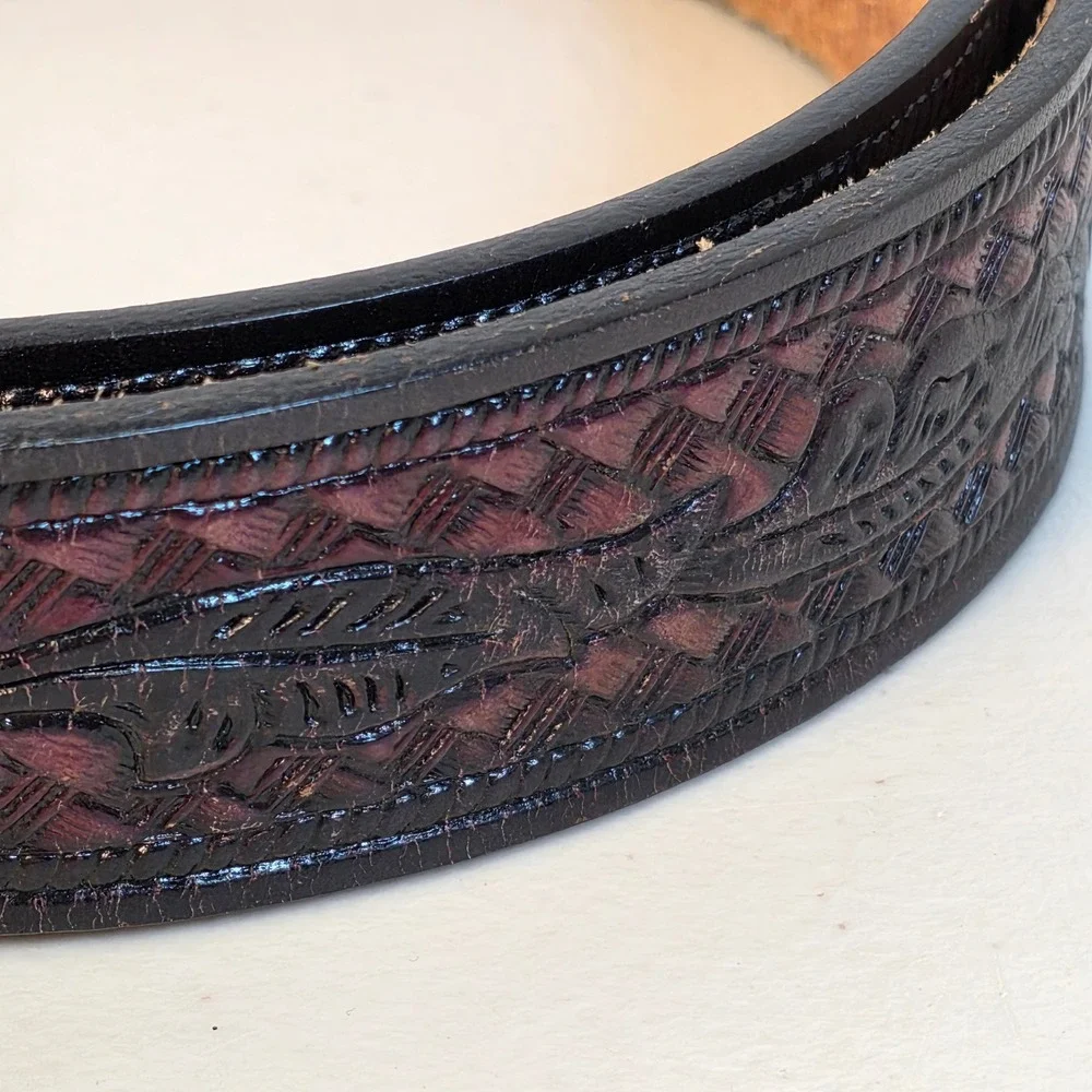 VTG Lyntone Western Belt Top Grain Saddle Leather Eisenhower Dollar Buckle 38